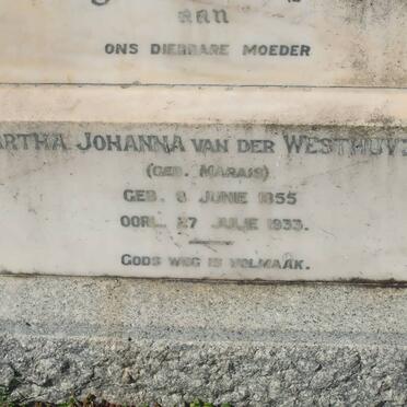 WESTHUYZEN Martha Johanna, v.d. nee MARAIS 1855-1933