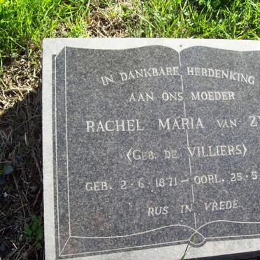 ZYL Rachel Maria, van nee DE VILLIERS 1871-1962