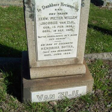 ZIJL Pieter Willem Jacobus, van 1856-1929 &amp; Hendrika Botha VAN RENSBURG -1929