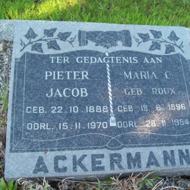 ACKERMANN Pieter Jacob 1888-1970 &amp; Maria C. ROUX 1896-1964