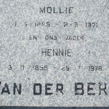 BERG Hennie, van der 1895-1976 &amp; Mollie 1899-1971