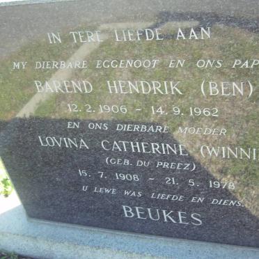 BEUKES Barend Hendrik 1906-1962 &amp; lovina Catherine DE PREEZ 1908-1978
