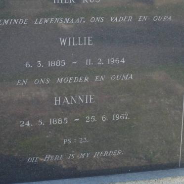 BOUWER Willie 1885-1964 &amp; Hannie 1885-1967