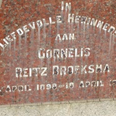 BROEKSMA Cornelis Reitz 1898-1937