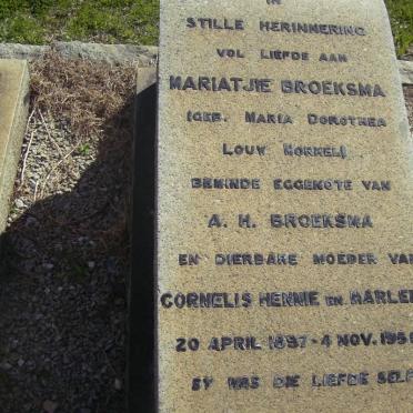 BROEKSMA Maria Dorothea Louw nee MORKEL 1897-1956