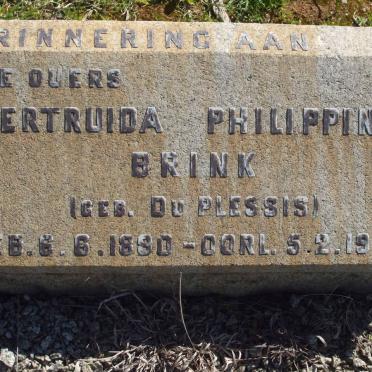 BRINK Gertruida Philippina nee DU PLESSIS 1880-1953
