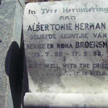 BROEKSMA Albertonie Herman 1952-1958