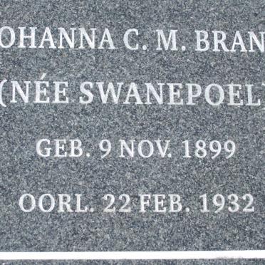 BRAND Anna C.M. nee SWANEPOEL 1899-1932