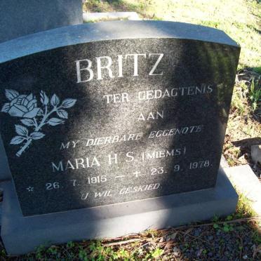 BRITZ Maria H.S. 1915-1978