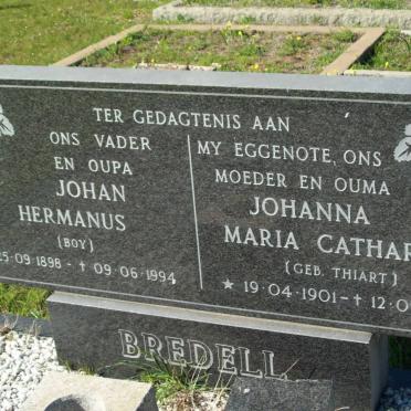 BREDELL Johan Hermanus 1898-1994 &amp; Johanna Maria Catharina THIART 1901-1986