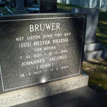 BRUWER Johannes Jacobus 1905-1990 &amp; Hester Helena BOTHA 1920-1984