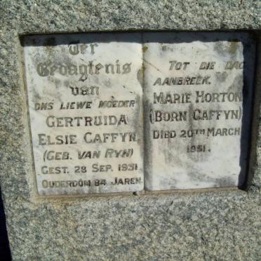 CAFFYN Gertruida Elsie nee VAN RYN -1931 :: HORTON Marie nee CAFFYN -1951