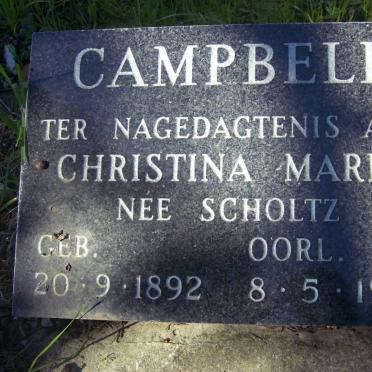 CAMPBELL Christina Maria nee SCHOLTZ 1892-1988