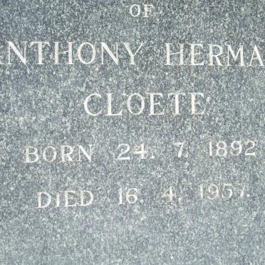 CLOETE Anthony Herman 1892-1957