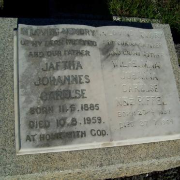 CARELSE Jaftha Johannes 1885-1959 &amp; Wilhelmina Johanna RIFFEL 1887-1964