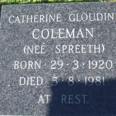 COLEMAN Catherine Gloudine nee SPREETH 1920-1981