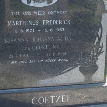 COETZEE Marthinus Frederick 1901-1963 &amp; Susanna Johanna Alida GEUSTIJN 1906-1994