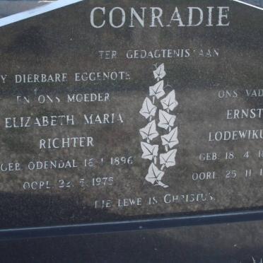 CONRADIE Ernst Lodewikus 1894-1984 &amp; Elizabeth Maria Richter  ODENDAL 1896-1975
