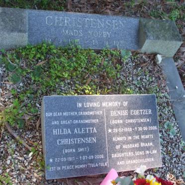 CHRISTENSEN Hilda Aletta nee SMIT 1917-2006 :: COETZER Denise nee CHRISTENSEN 1950-2006 :: CHRISTENSEN Mads Norby 1915-1970