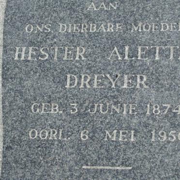 DREYER Hester Aletta 1874-1956