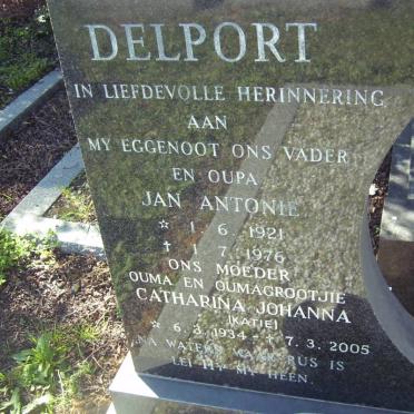 DELPORT Jan Antonie 1921-1976 &amp; Catharina Johanna 1934-2005