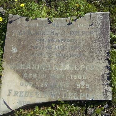 DELPORT Margaretha nee SWANEPOEL 1875-1948 :: ? :: DELPORT Johannes J. 1908-1929 :: DELPORT Frederik W.