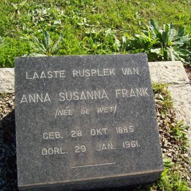 FRANK Anna Susanna nee DE WET 1885-1961