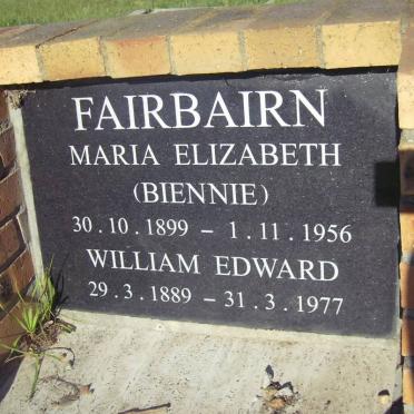 FAIRBAIRN William Edward 1889-1977 &amp; Maria Elizabeth BIENNIE 1899-1956