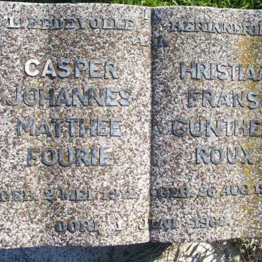 FOURIE Casper Johannes Matthee 1912-1962 :: ROUX [C]hristiaan Frans Gunter 1928-1962