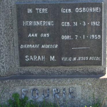 FOURIE Sarah M. nee OSBORNE 1912-1959