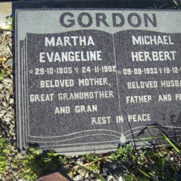 GORDON Michiel Herbert 1933-1999 &amp; Martha Evangeline 1905-1992