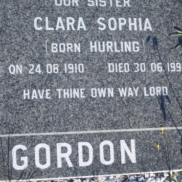 GORDON Clara Sophia nee HURLING 1910-1993