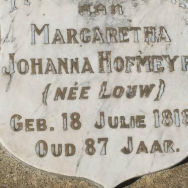 HOFMEYR Margaretha Johanna nee LOUW 1818-