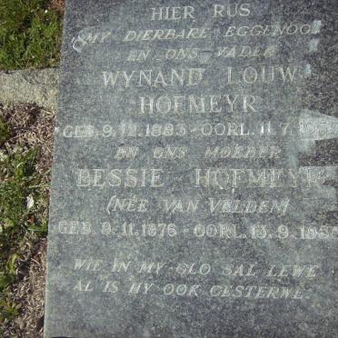 HOFMEYR Wynand Louw 1883-1957 &amp; Bessie VAN VELDEN 1876-1959