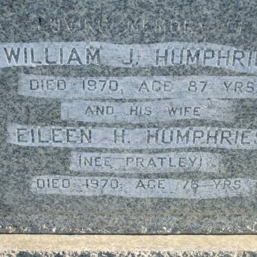 HUMPHRIES William J. -1970 &amp; Eileen H. PRATLEY -1970