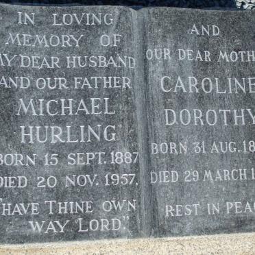 HURLING Michael 1887-1957 &amp; Caroline Dorothy 1883-1974