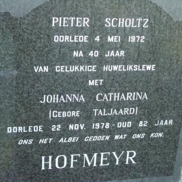 HOFMEYR Pieter Scholtz -1972 &amp; Johanna Catharina TALJAARD -1978
