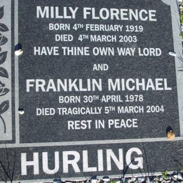 HURLING Franklin Michael 1978-2004 :: HURLING Milly Florence 1919-2003