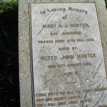 HUNTER Peter James -1934 &amp; Mary A.J. GARDNER -1929