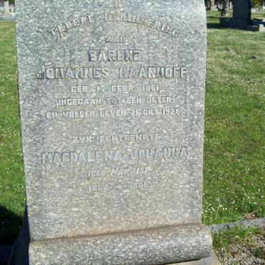 HAARHOFF Barend Johannes 1861-1926 &amp; Magdalena Johanna MARAIS 1864-1961