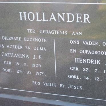 HOLLANDER Hendrik A. 1908-1999 &amp; Catherina J.E. 1909-1979