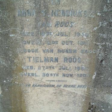 HENDRIKSZ Johannes J. 1846-1915 &amp; Anna S ROOS 1850-1911 :: HENDRIKSZ Tielman Roos 1886-1908