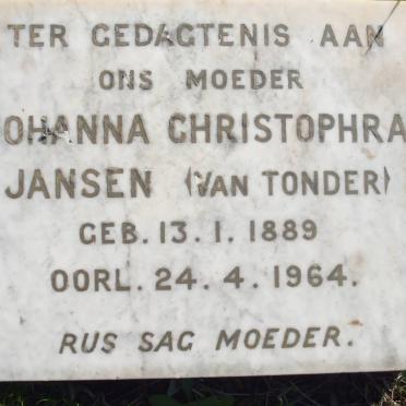 JANSEN Johanna Christophra nee VAN TONDER 1889-1964