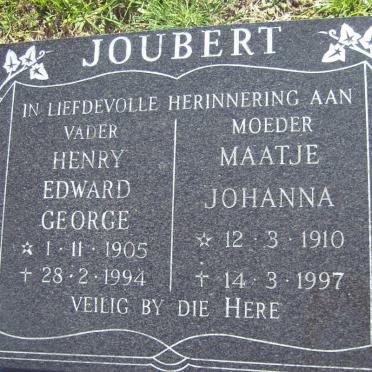 JOUBERT Henry Edward George 1905-1994 &amp; Maatje Johanna 1910-1997