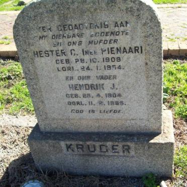 KRUGER Hendrik J. 1904-1985 &amp; Hester C. PIENAAR 1909-1954