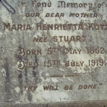KOTZE Maria Henrietta nee STUART 1862-1919