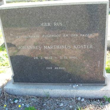 KOSTER Johannes Marthinus 1922-1961