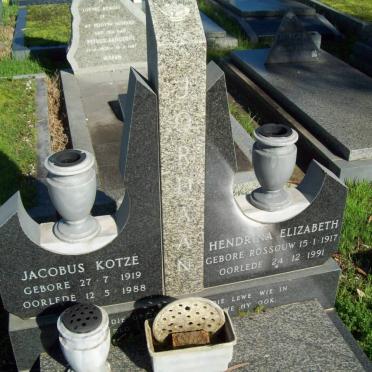 KOTZé Jacobus 1919-1988 &amp; Hendrina Elizabeth ROSSOUW 1917-1991
