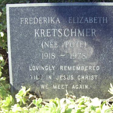 KRETSCHMER Frederika Elizabeth nee POTE 1918-1978