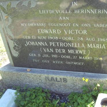 KALIS Edward Victor 1908-1965 &amp; Johanna Petronella Maria VAN DER  MERWE 1911-1998